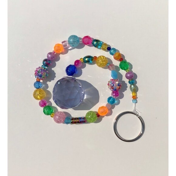 Beaded Suncatcher Light Purple Crystal Prism Hanging Patio Decor Yard Art - Picture 2 of 10